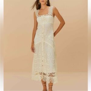 NWT FARM Rio Off White Nautical Guipere Crochet Midi Dress